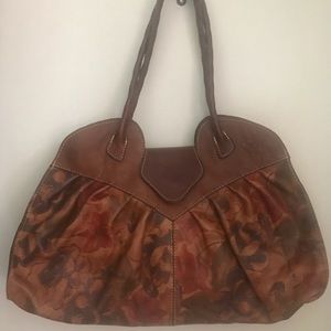Patricia Nash darker brown floral shoulder bag GUC